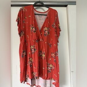 Torrid Women's Orange Floral Knit Top